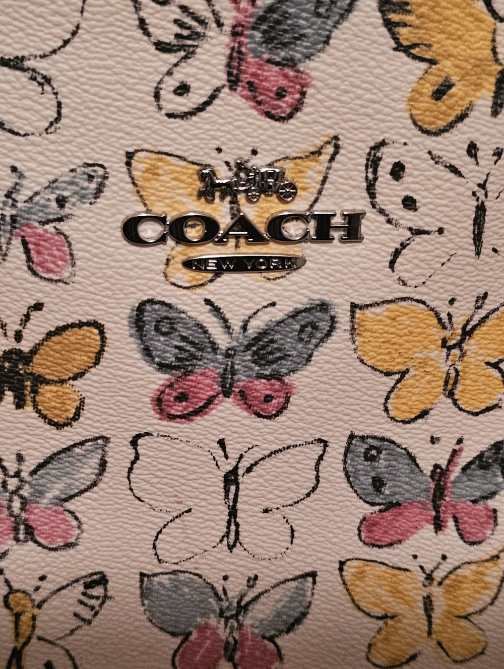Coach Butterfly Print Tote Bag in Cream/Multi colorered. - Picture 2 of 7